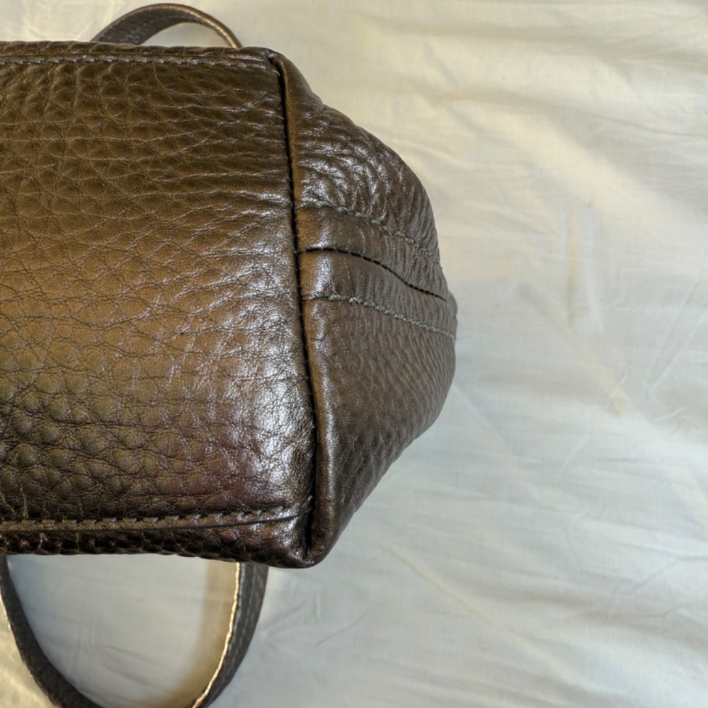 Cole Haan Silver Pewter Pebbled Leather Tote | Original Dust Bag | Teal Lining - Picture 11 of 15